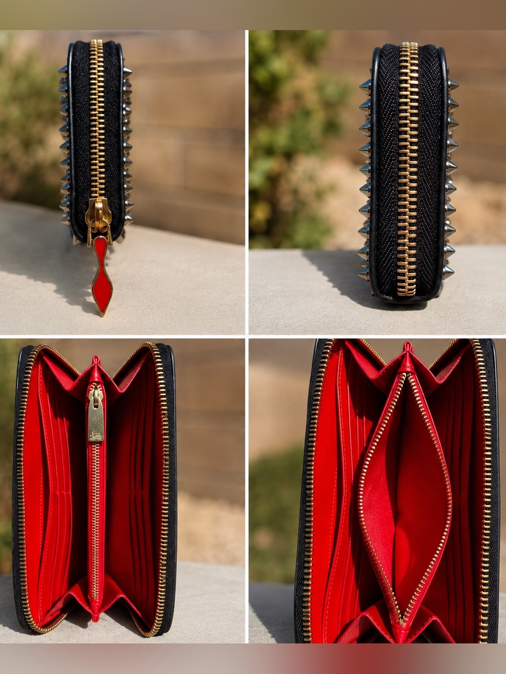 Christian Louboutin Calfskin Empire Panettone Spiked Zip Around Wallet- EUC🌟 - Picture 3 of 8